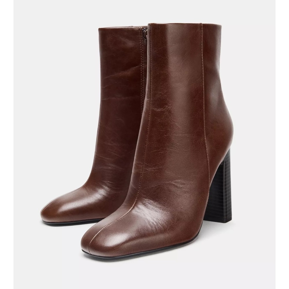 Brown Leather Ankle Boots - Picture 3 of 5